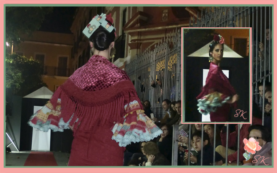 Traje flamenca Raquel Terán y complementos de Nieves San Gregorio