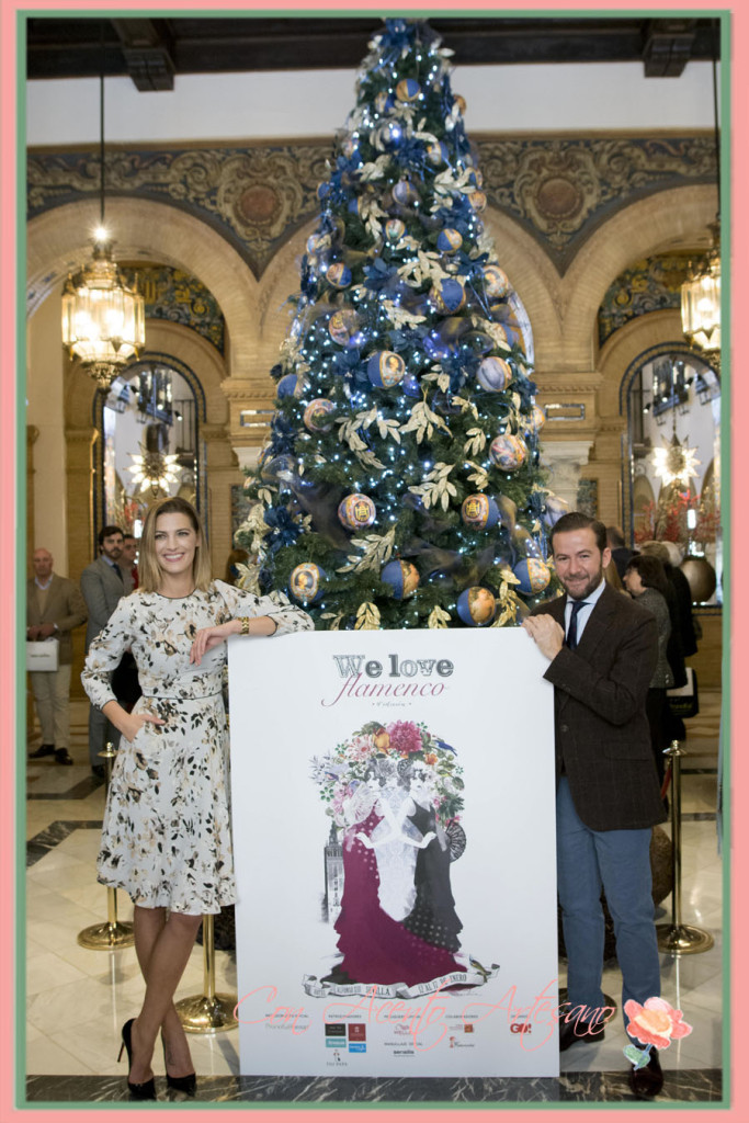 Laura Sánches y Javi Villa, directores de GO - Eventos, junto al cartel We Love Flamenco 2016