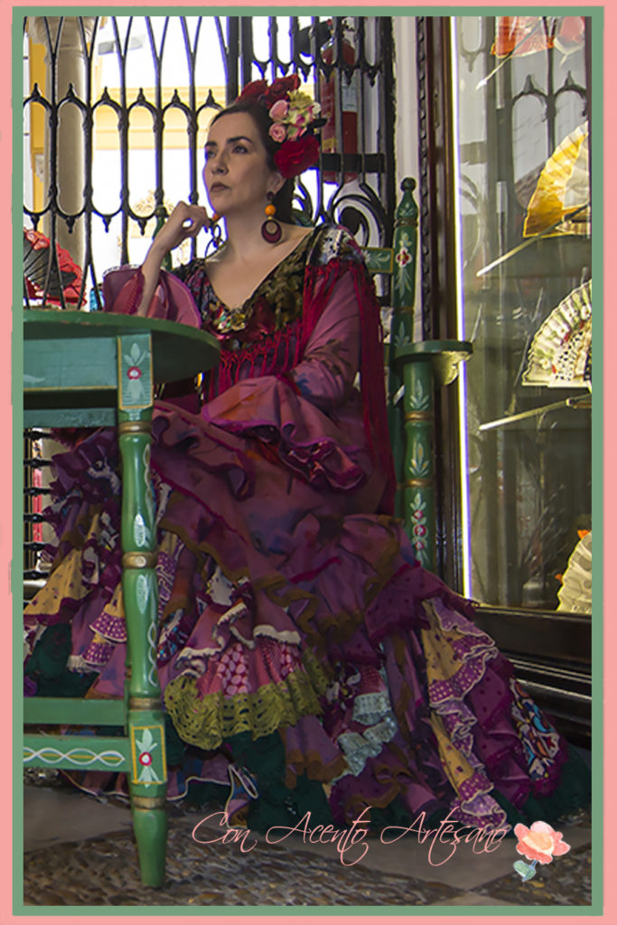 Traje de flamenca en buganvilla estampado de Taller de Diseño