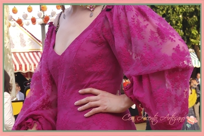 Mangas corsario del traje de flamenca buganvilla de Aurora Gaviño
